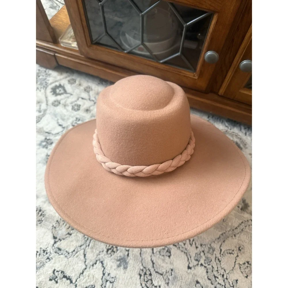 A New Day Women's The Fleur Hat Dusty Mauve 100% Wool Adjustable Braided Rim